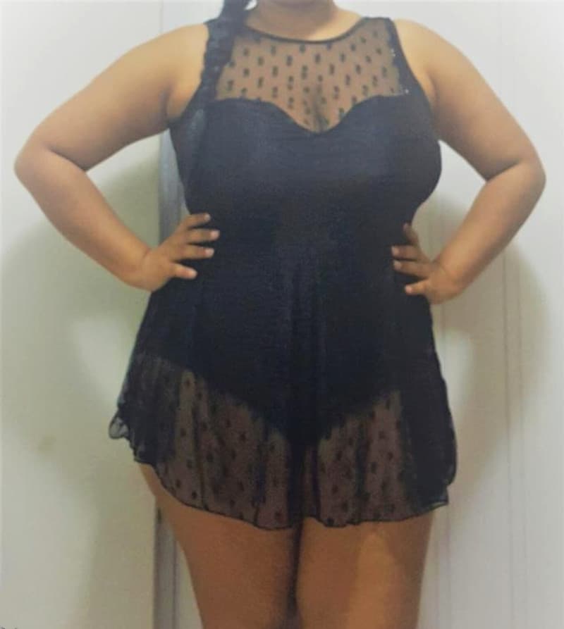 Mesh Sexy Ladies Plus Size Swimsuit - Black, 3XL