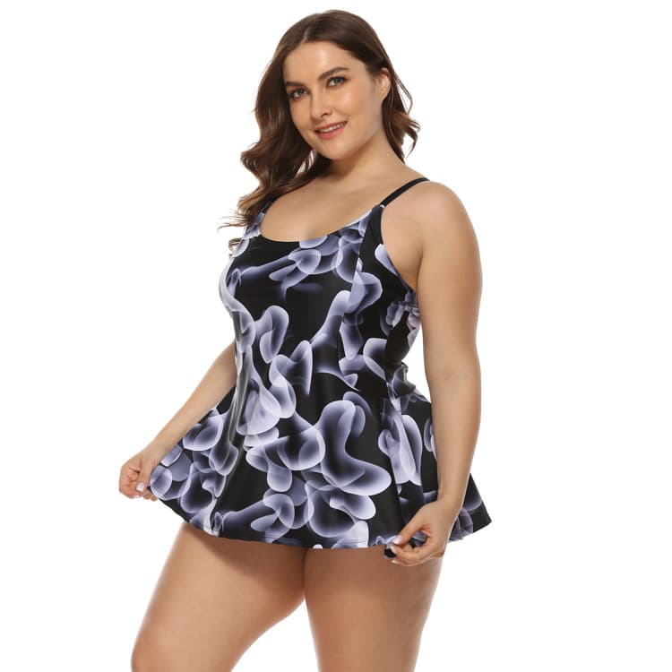 Large size bikini with printed belly cover - Picture color, 5XL