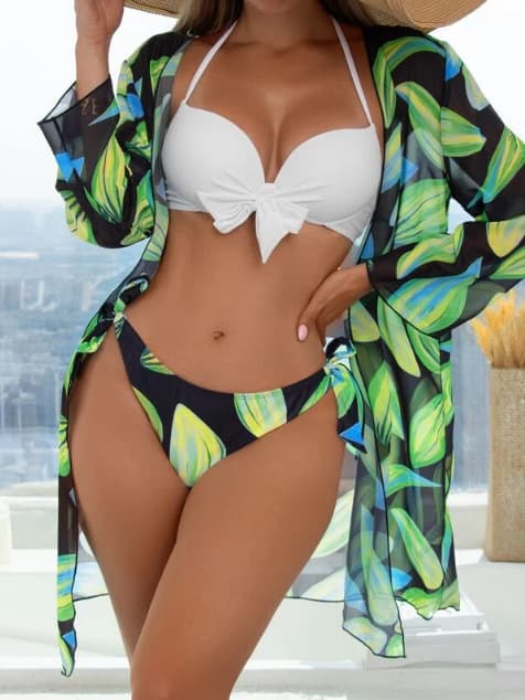 Women's Three-piece Bikini Mesh Split Swimsuit - Figure 1, S