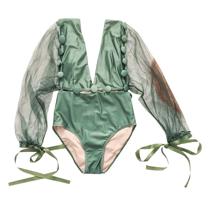 one-piece swimsuit - Green, M