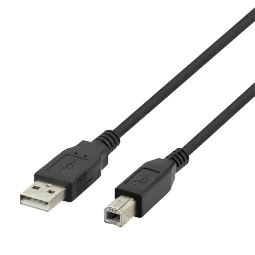 Deltaco USB 2.0-kabel, Type A - Type B, 1m - Svart