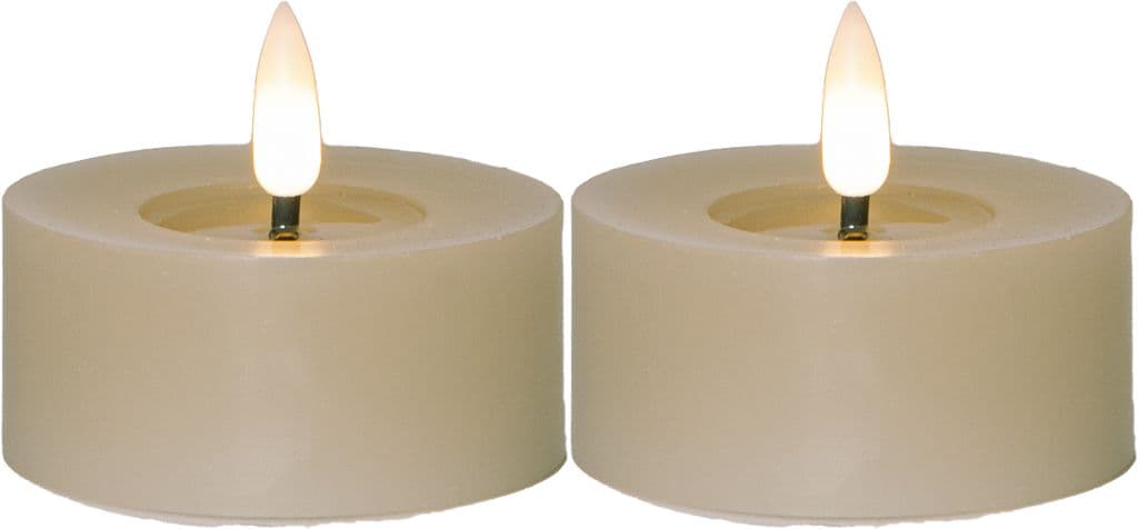 LED-varmelys Flamme Flow 55 mm, 2-pakning beige