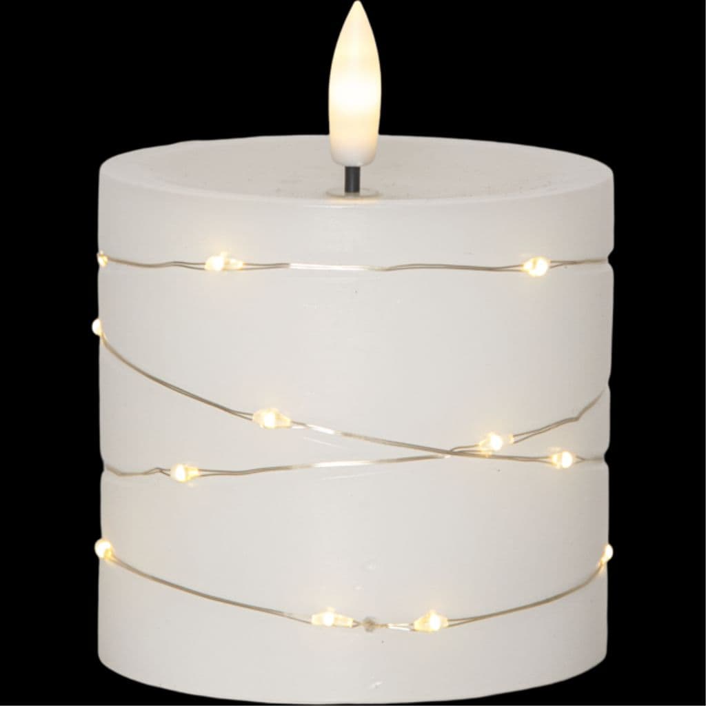 Star Trading LED-blokklys Flamme Dew 10 cm – hvit