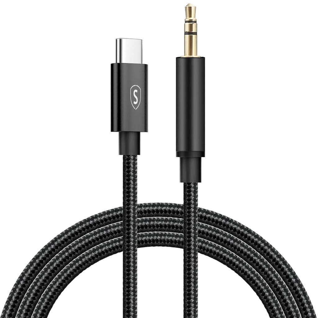 SiGN USB-C til AUX 3,5 mm lyd-/lydkabel, 1 m - svart/nylon