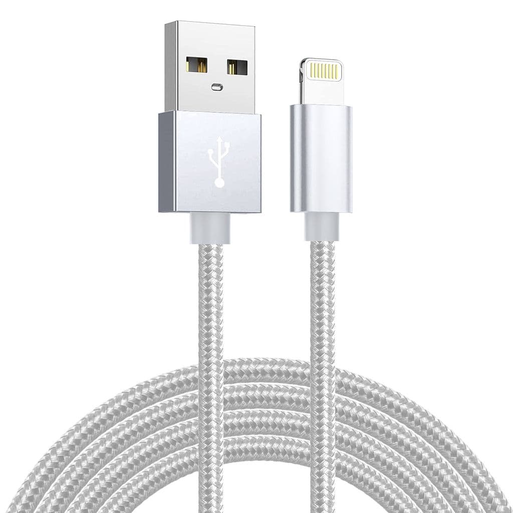 SiGN USB-A til Lightning-kabel, 2.1A, 2m, nylon - sølv
