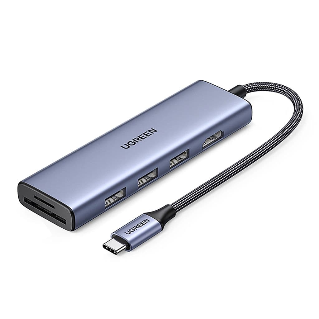 Ugreen 6in1 USB-C til HDMI / 3x USB-A 3.0 / SD / TF - Grå