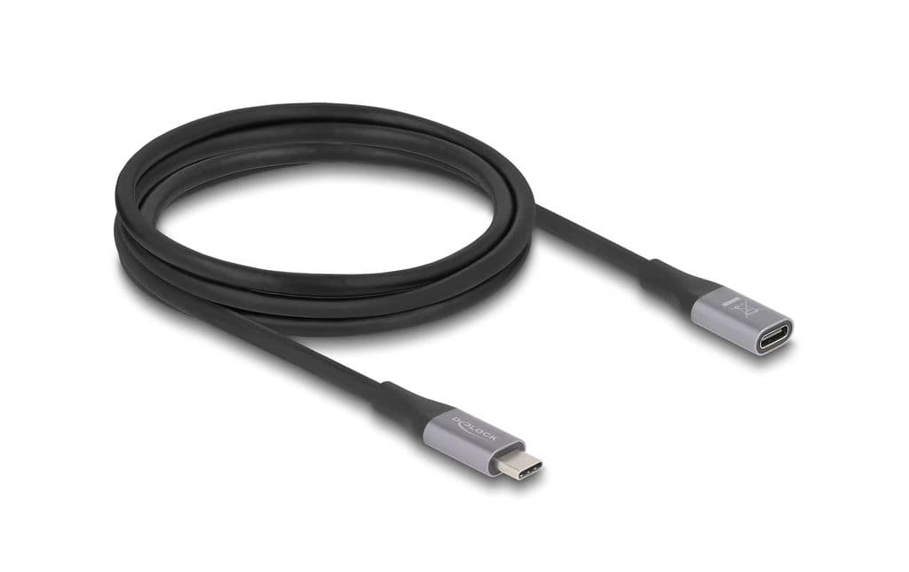Delock USB-C forlengelseskabel hann til hunn 40 Gbps 240W PD, 2m - Grå
