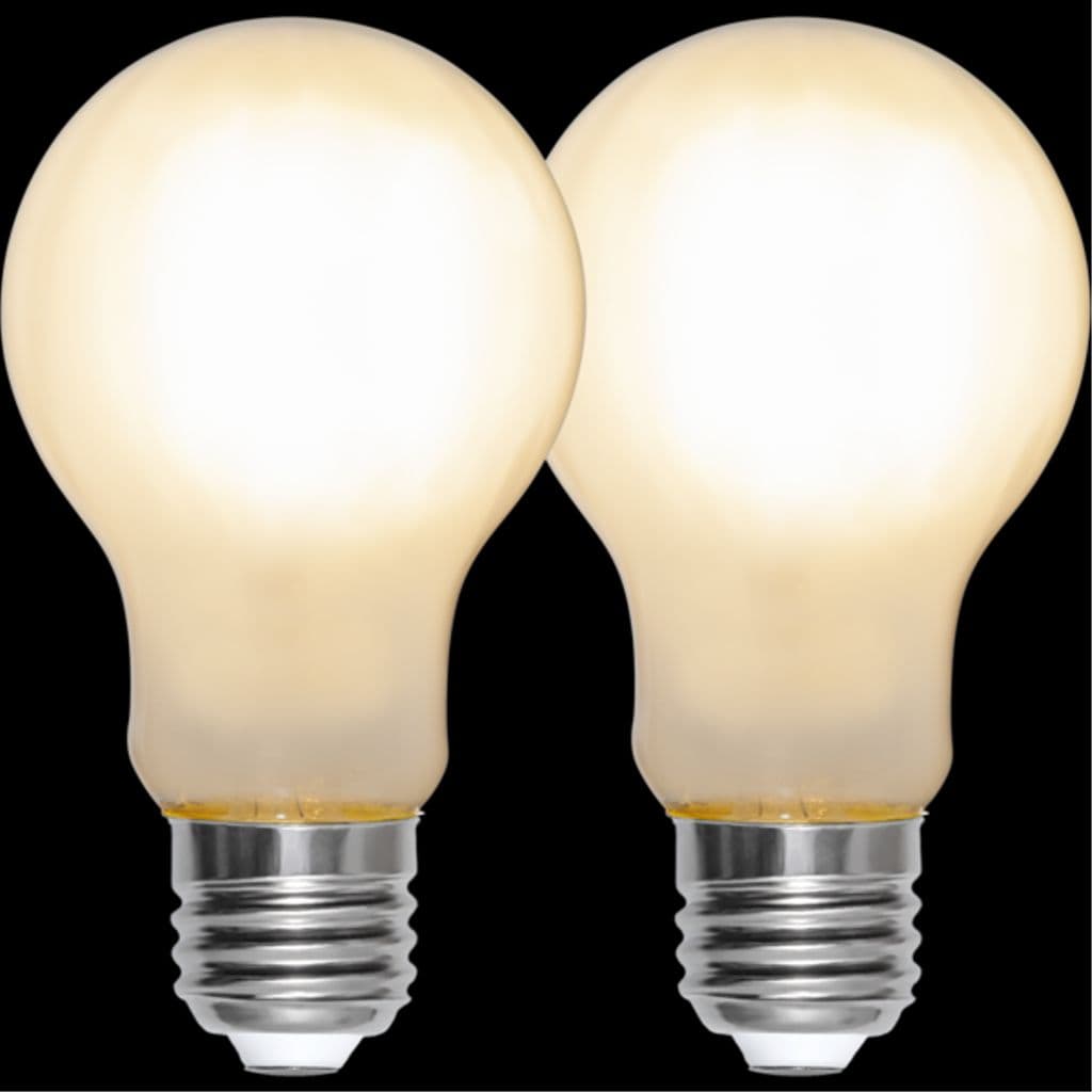 LED-pære E27 A60 frostet 2-pakning