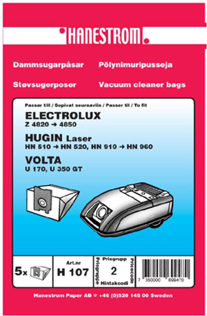 Electrolux, Volta, Hugin Laser Støvsugerposer, 5stk
