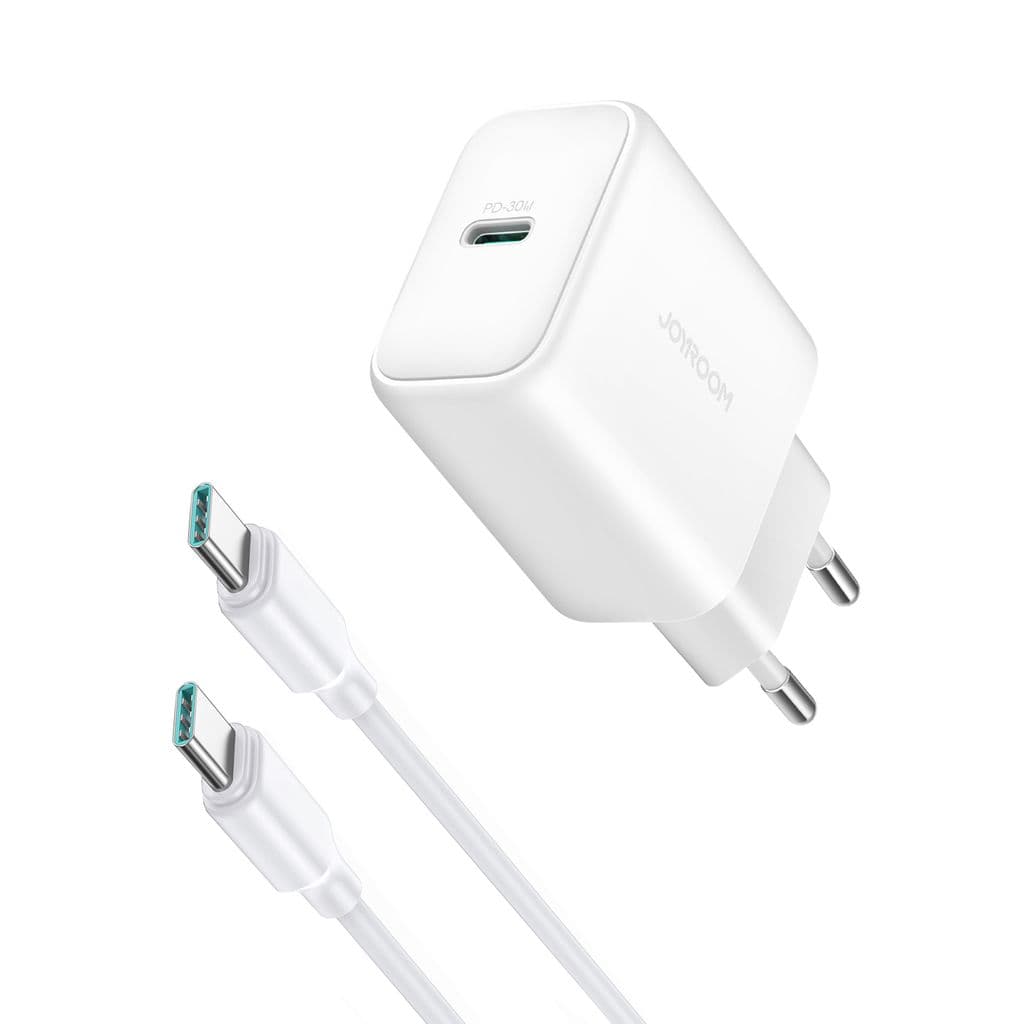 Joyroom Vegglader USB-C PD 30W med USB-C Kabel - Hvit