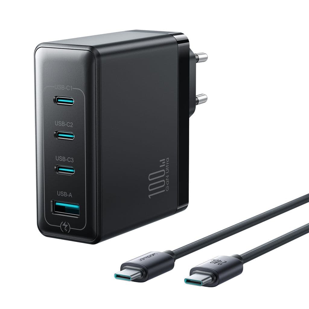 Joyroom 100W GaN multiport hurtiglader med USB-C-kabel 240W, 2m – svart