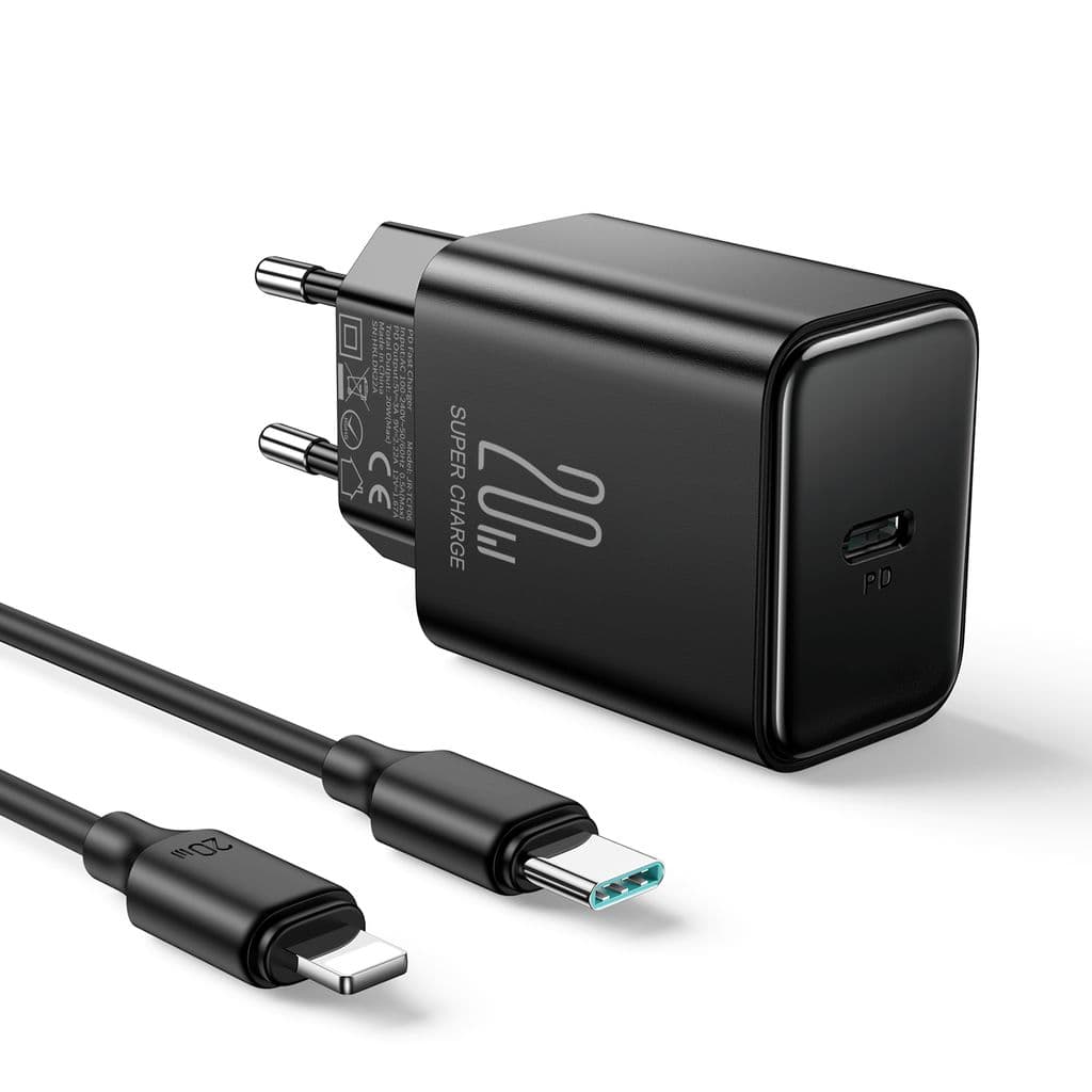 NEXTBATT Lightning til USB-C PD iPhone hurtiglader 20W med kabel, 1m - Svart
