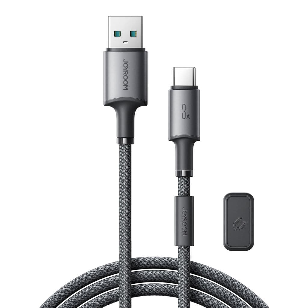 Joyroom USB-A til USB-C 480 Mbps-kabel med magnetisk holder 3A, 1,2 m - grå
