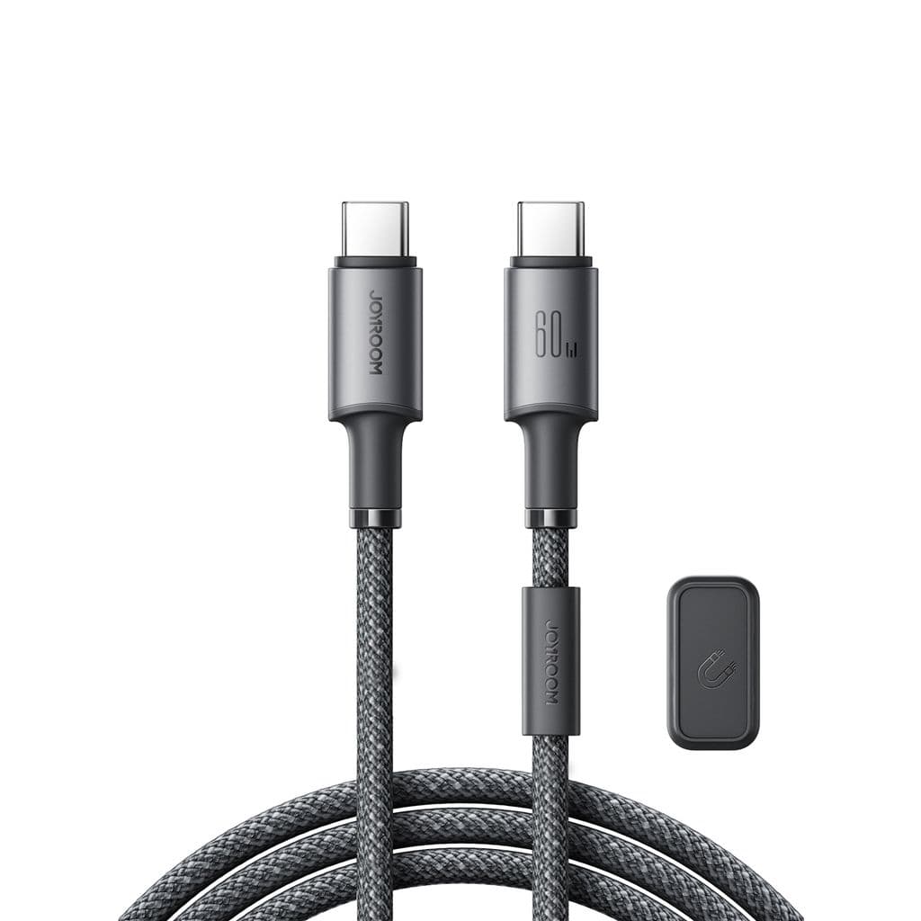 Joyroom USB-C til USB-C 480 Mbps-kabel med magnetisk holder 60 W, 1,2 m - grå