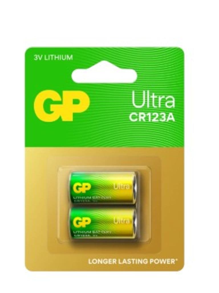 CR123A 3V litiumbatteri 2-pakning GP