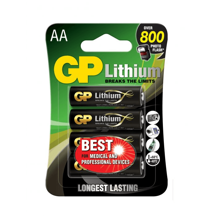 AA 1,5V Lithium 4-pakning GP