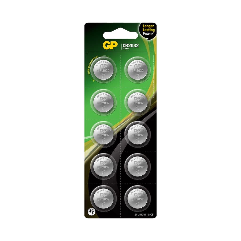 Batteri til GP knappcelle litium CR2032 10-pakning