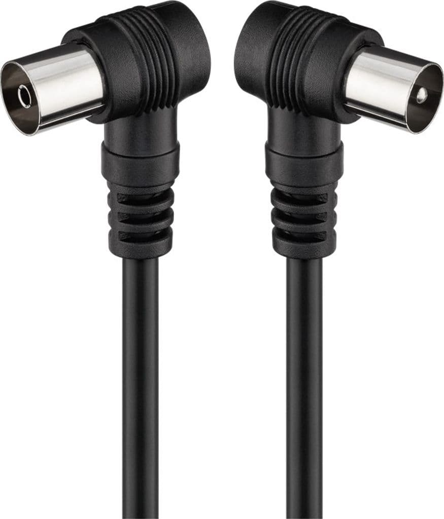 Antennekabel, koaksial hann til koaksial hunn, vinklet, <70 dB, dobbeltskjermet, 1,5m