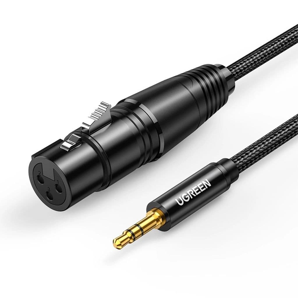 Ugreen 3,5 mm minikontakt (hann) til XLR (hun) lydkabel, 1 m - svart