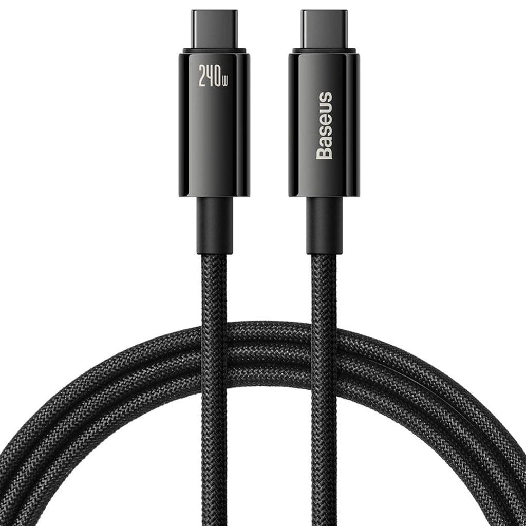 Baseus USB-C til USB-C-kabel Tungsten Gold 480Mb/s, 240W, 1m - Svart
