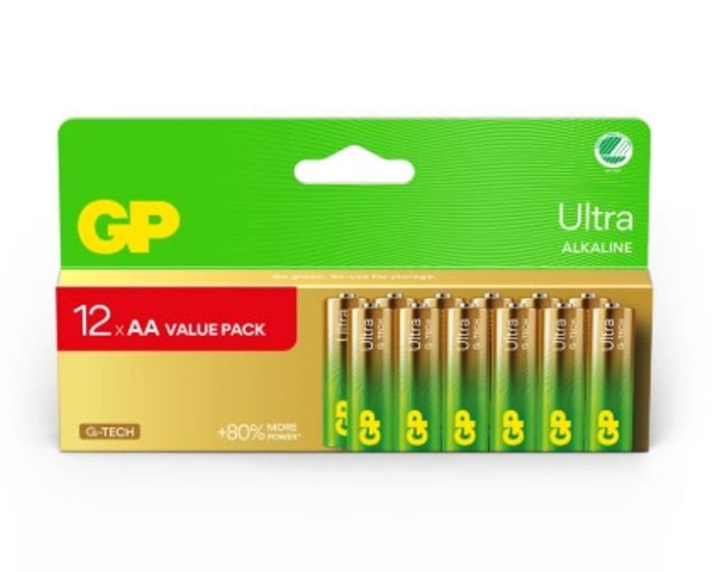 GP Ultra Alkaline AA-batteri, 15AU/LR6, 12-pakning