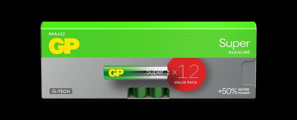 GP Super Alkaline AAA-batteri, 24A/LR03, 12-pakning