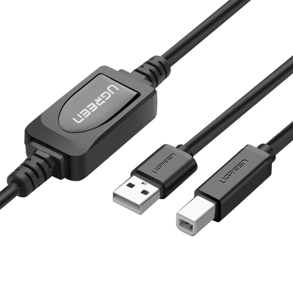 Ugreen USB-B til USB-A 2.0 skriverkabel, 15m - Svart