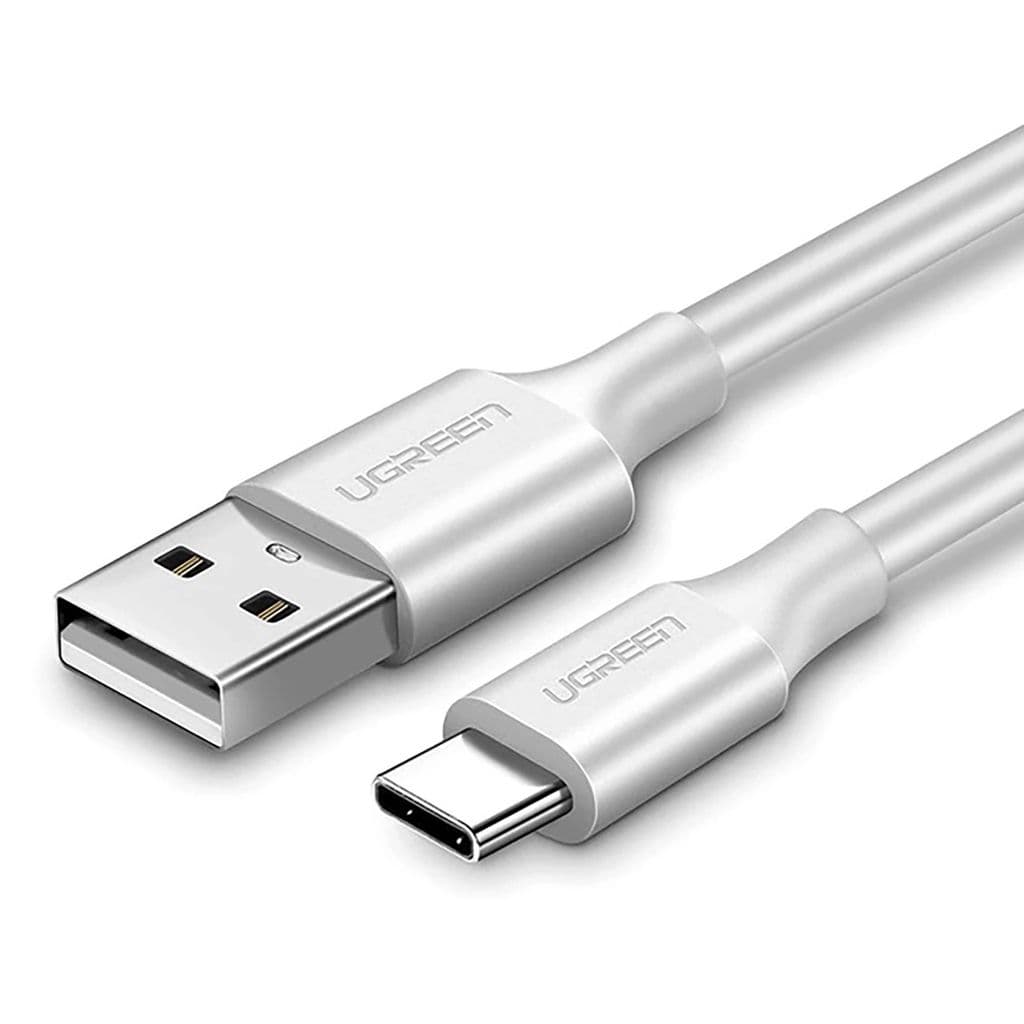 Ugreen USB-A til USB-C-kabel 2m hvit, hurtiglading og data