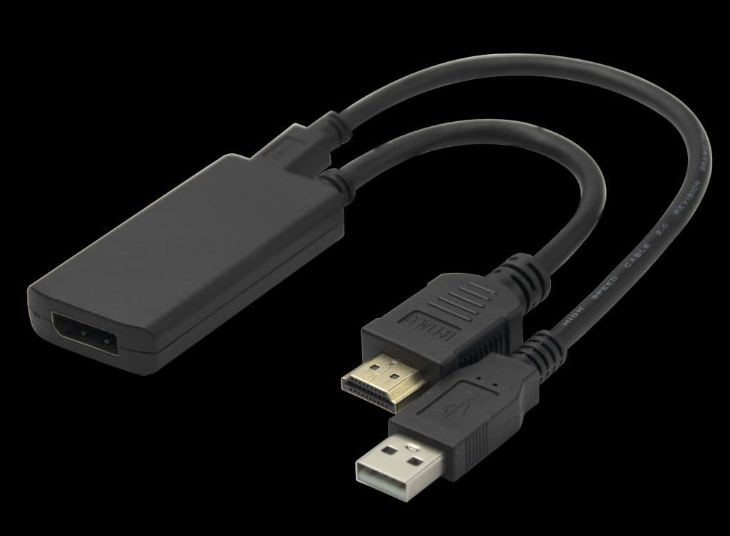 Deltaco HDMI til DisplayPort/USB-A-adapter, 4K/60Hz, 0,2m - Svart