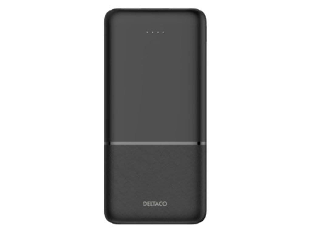 Deltaco Powerbank 10 000 mAh, 2x USB-A 18 W, 1x USB-C PD 20 W - Svart