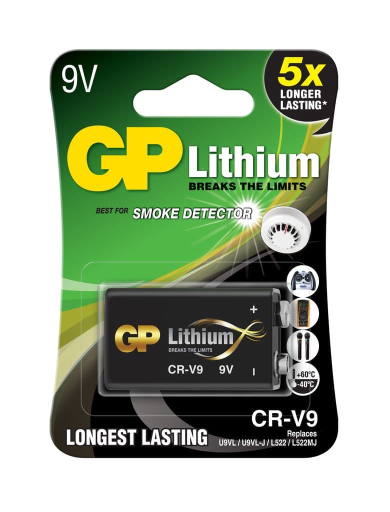 9V Lithium (CR-V9) brannalarmbatteri