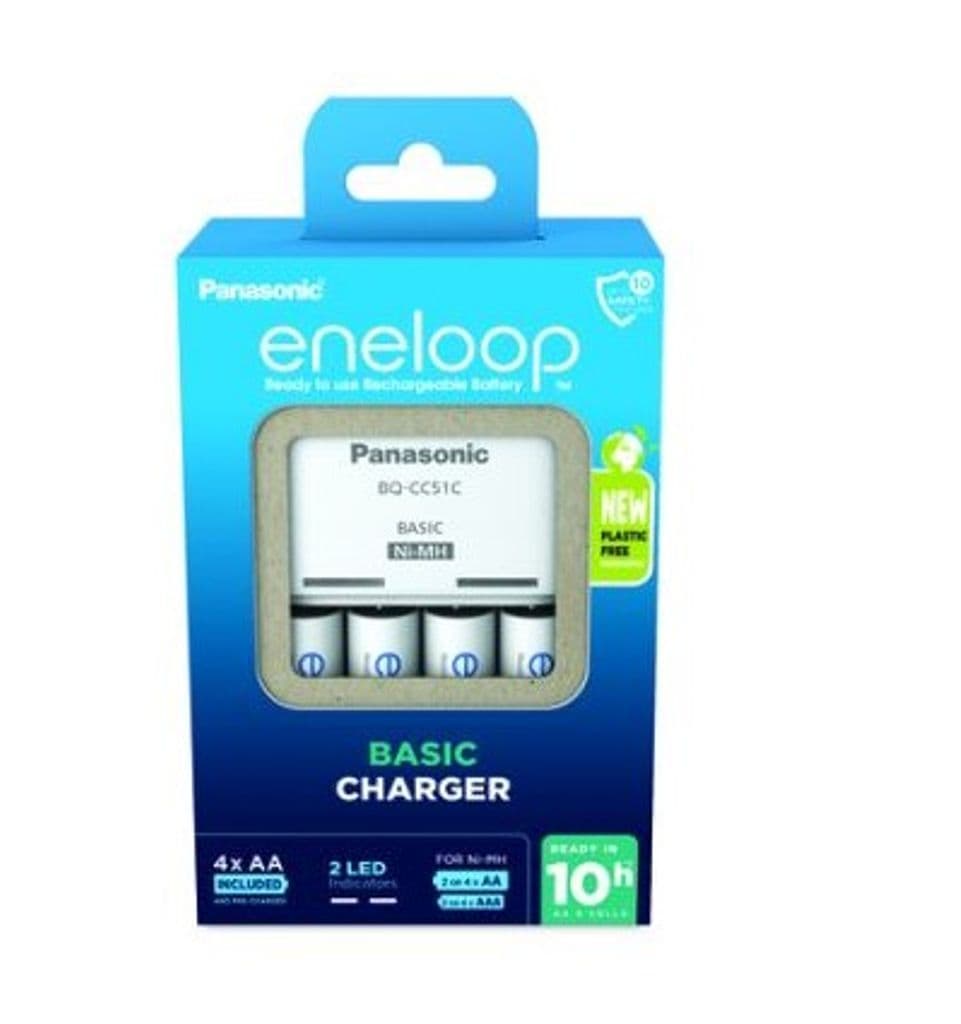 Batterilader Panasonic Eneloop for Ni-MH inkl. 4 AA batterier 2000mah Ni-MH