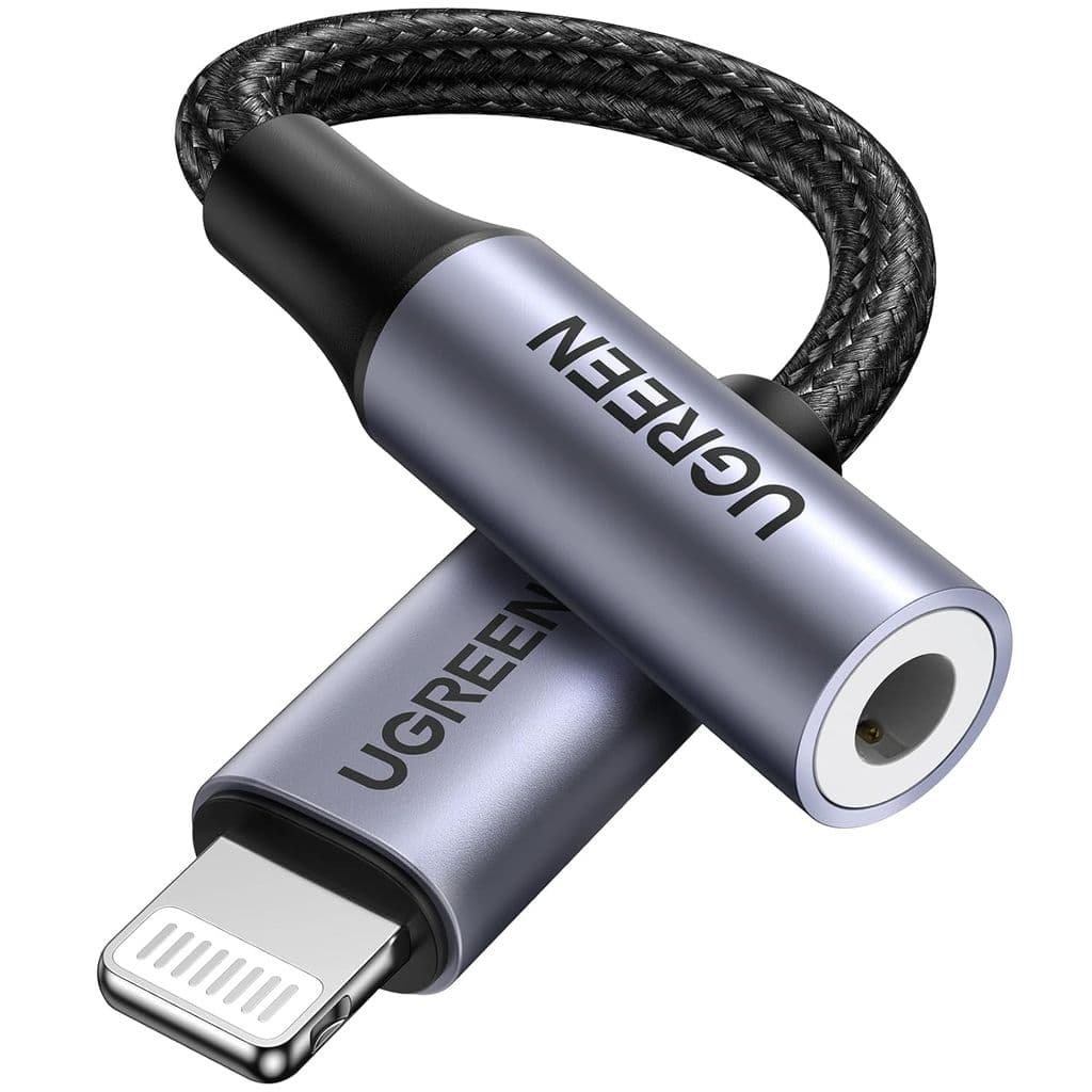 UGREEN Lightning til AUX 3,5 mm adapter, 10 cm - Svart