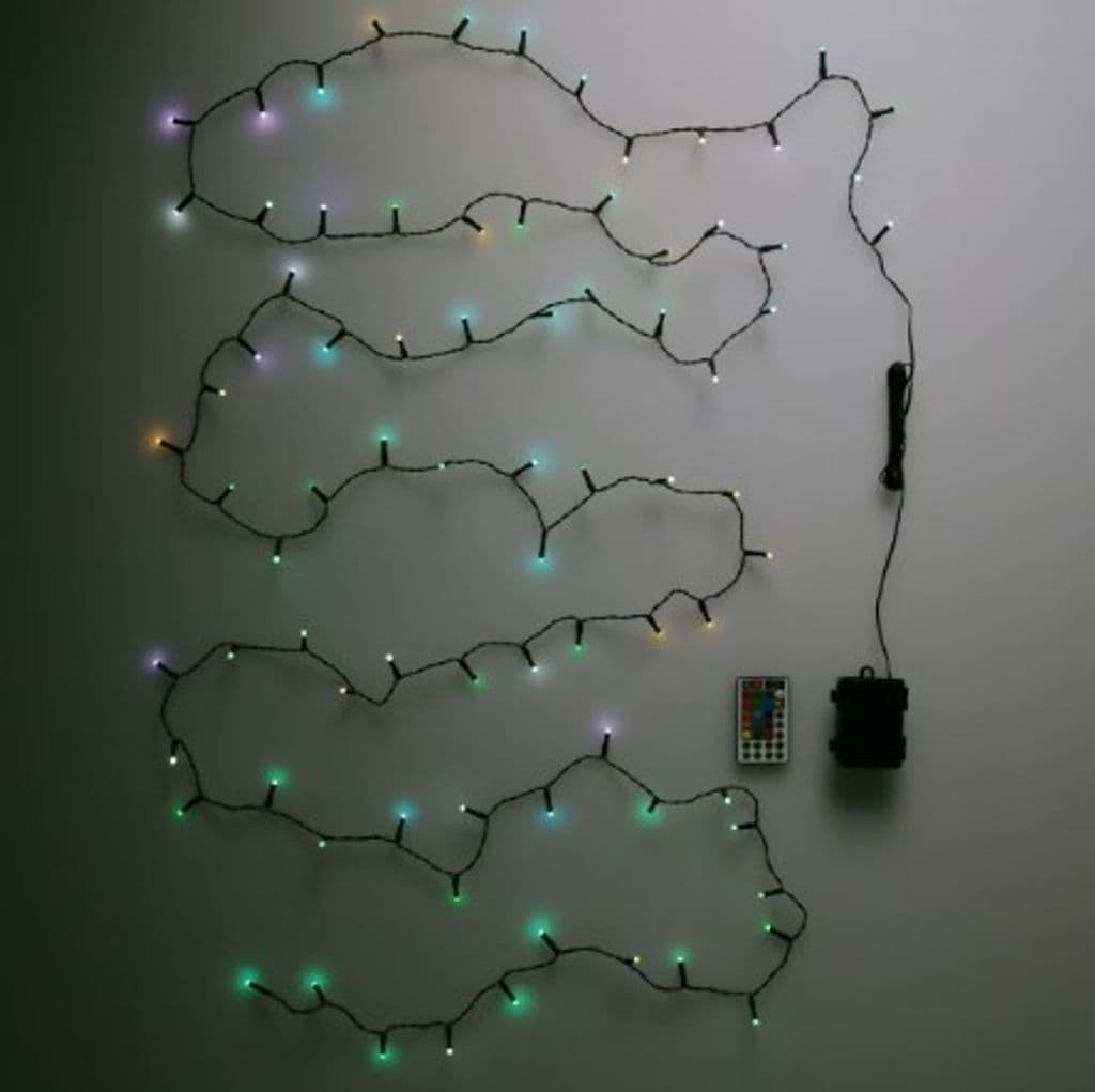LED Lysslynge RGB 80 LED 5,5m Batteridrevet med Timer