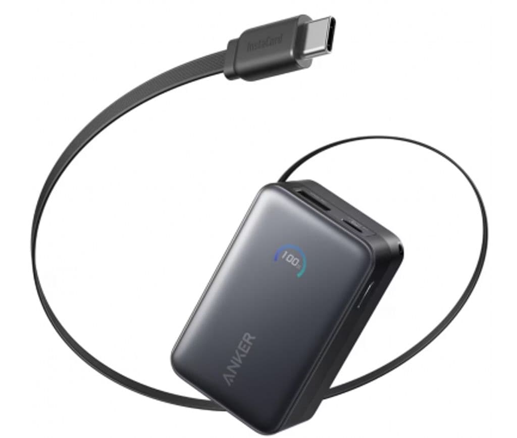 Anker Nano Powerbank 10 000 mAh, 45 W, QC + PD med USB-C-kabel – Svart