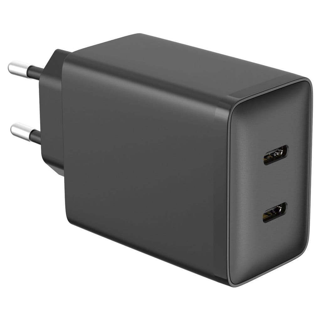 Hurtiglader USB-C 2 porter GaN PD, 45 W - Svart