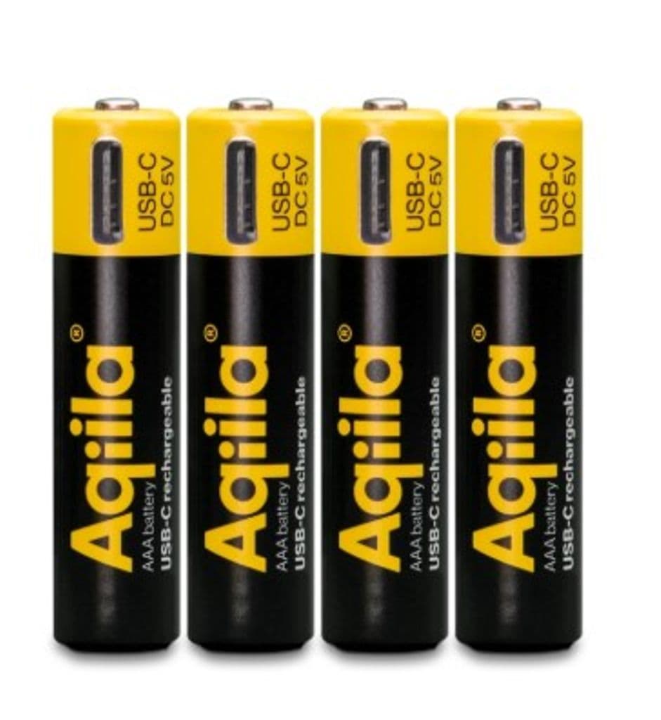 Aqiila Li-ion 600mah oppladbart AAA-batteri med USB-C - 4-pakning