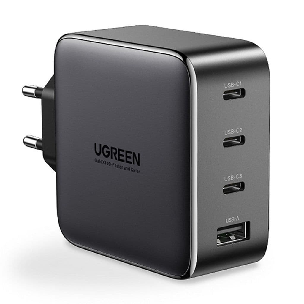 Ugreen GaN hurtiglader 100W, 3xUSB-C, 1xUSB-A