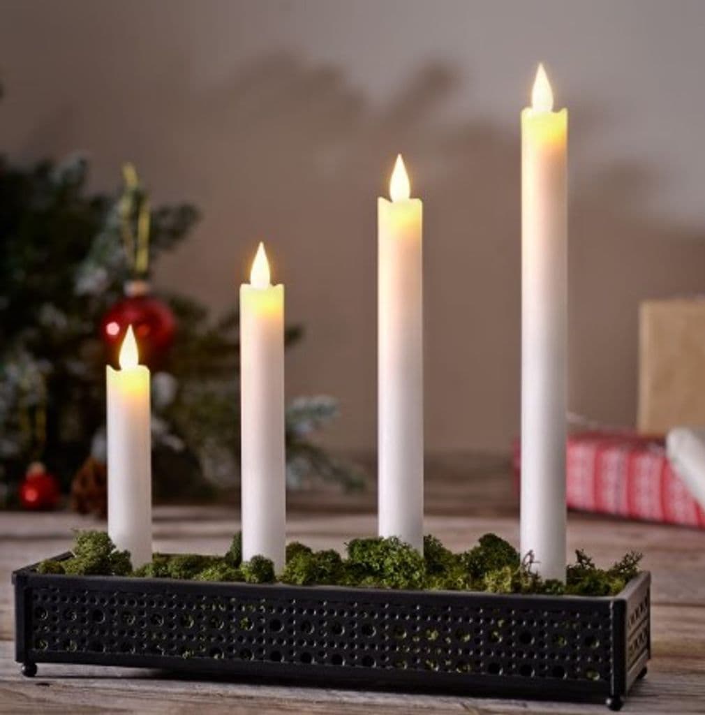 LED Adventslys Hvit 4-pack Batteridrevet med Timer