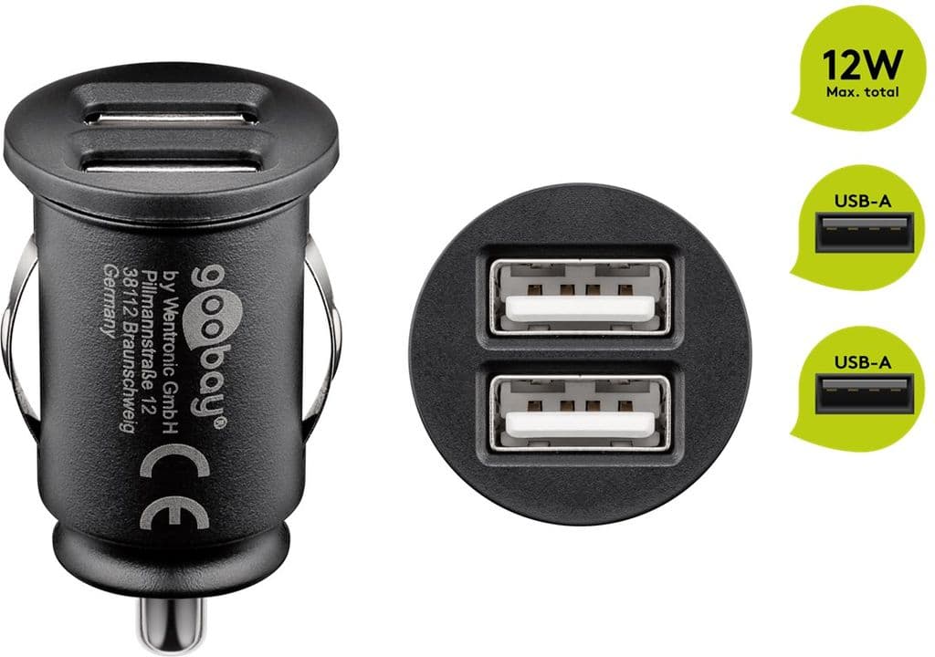Goobay Dual USB Billader 12W - Svart