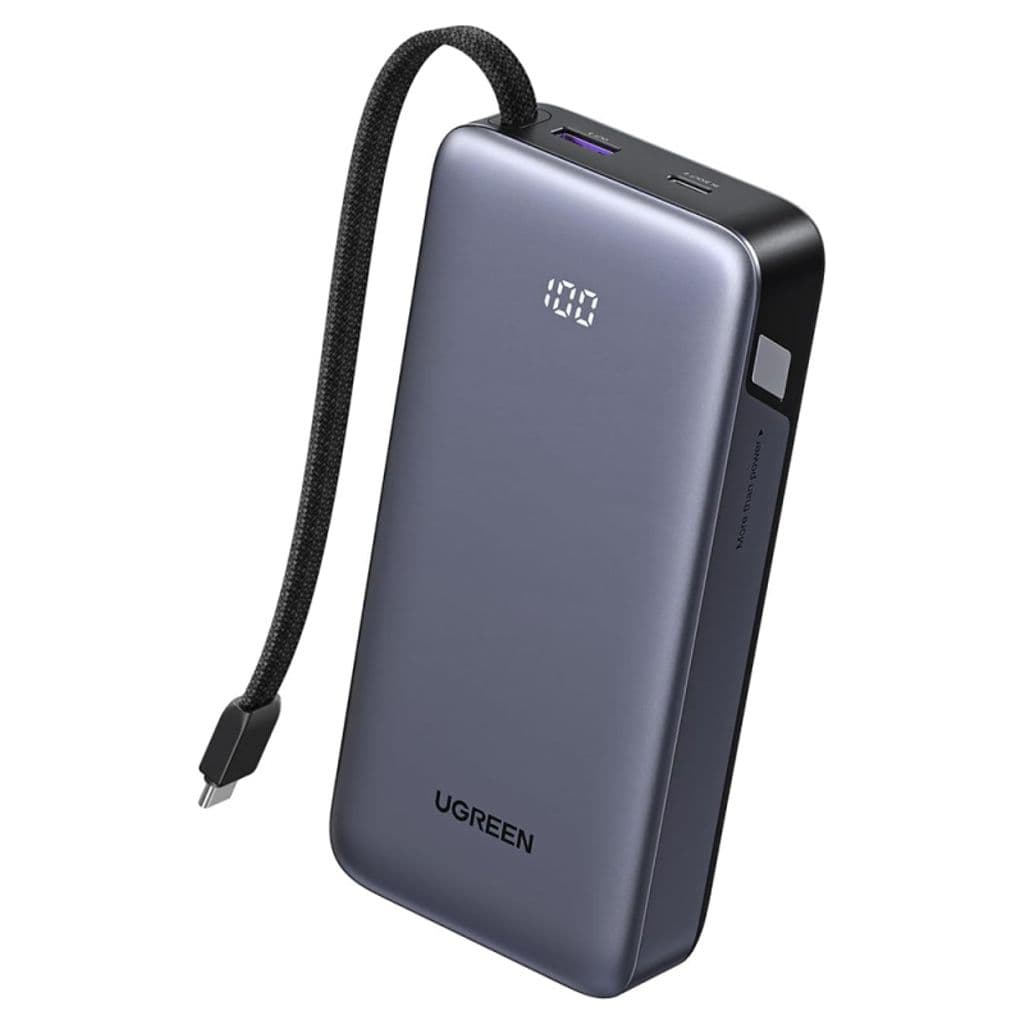 Ugreen PB536 powerbank 20000mAh 45W QC + PD med USB-C-kabel - grå