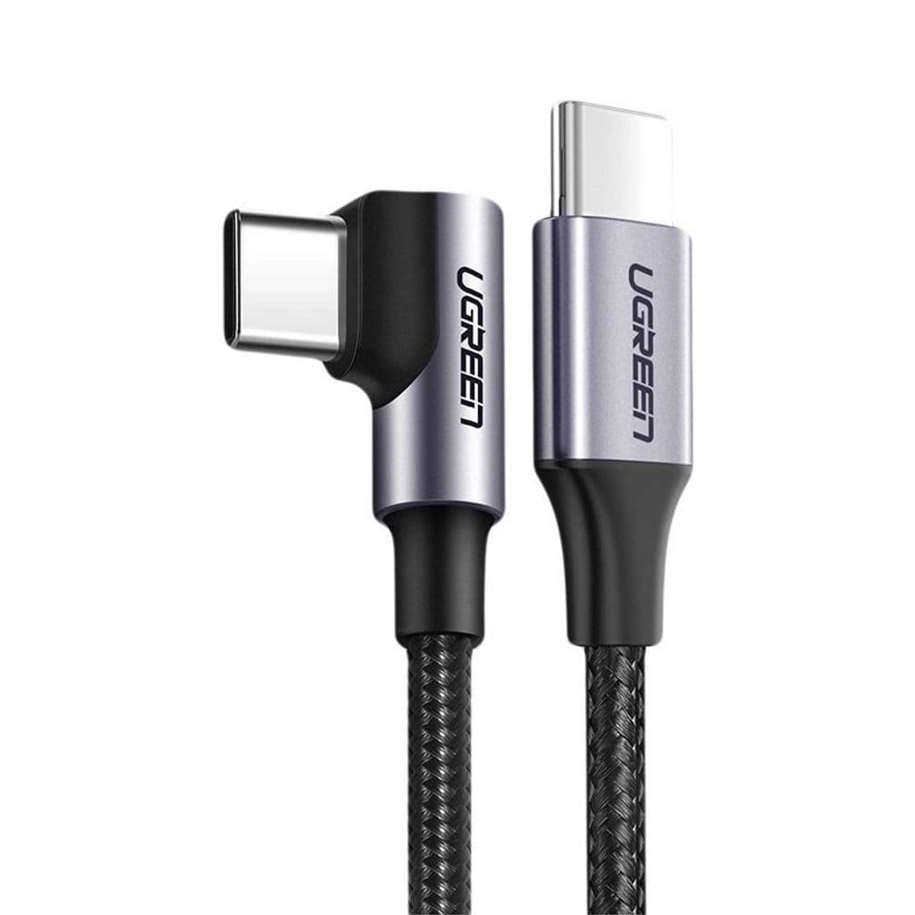 UGREEN USB-C til USB-C, vinklet, 1m - Grå/Sort