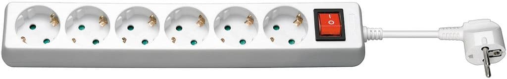 Goobay Strømskinne med 6xCEE 7/4 stikkontakter, 1,5m kabel - Hvit