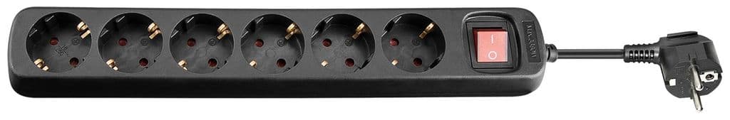 Goobay Strømskinne med 6xCEE 7/4 stikkontakter, 1,5m kabel - Svart