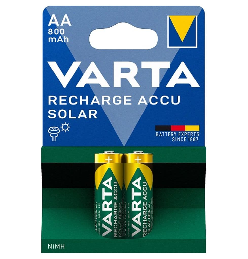 VARTA Recharge Accu Solar AA-batteri 800 mAh, 2-pakning
