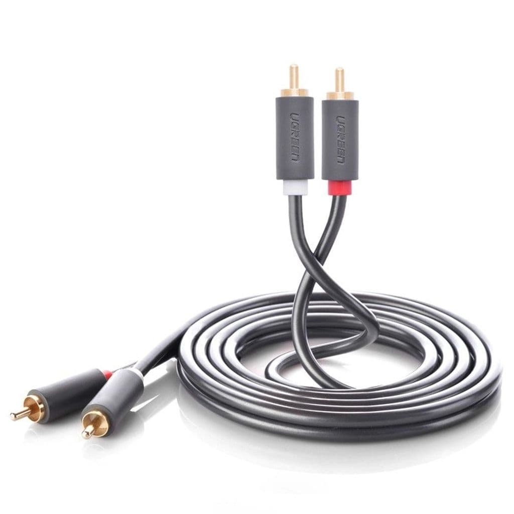 Ugreen 2x RCA/Cinch stereo/lyd/videokabel, 5m - Grå