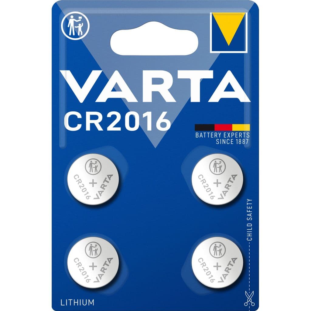 VARTA Lithium Coin knappcellebatteri CR2016, 4-pakning
