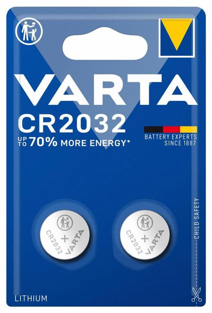 VARTA Lithium Coin knappcellebatteri CR2032, 2-pakning