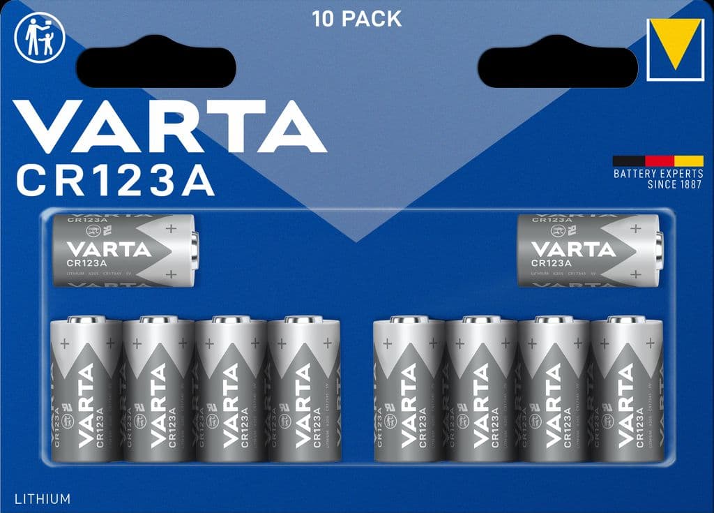 VARTA Lithium Sylindrisk batteri CR123A, 10-pak