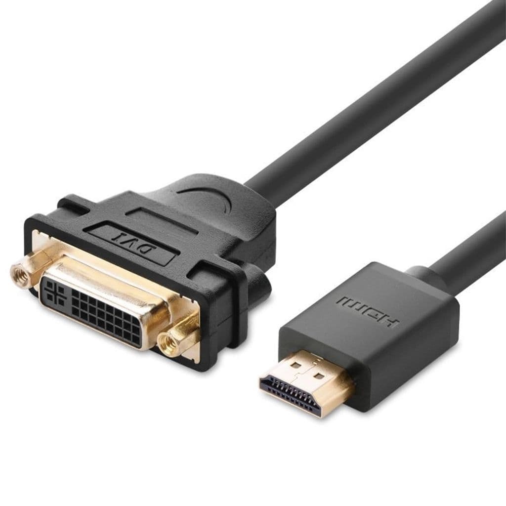 Ugreen kabeladapter DVI 24 + 5 pins hunn til HDMI hann, 22 cm - svart